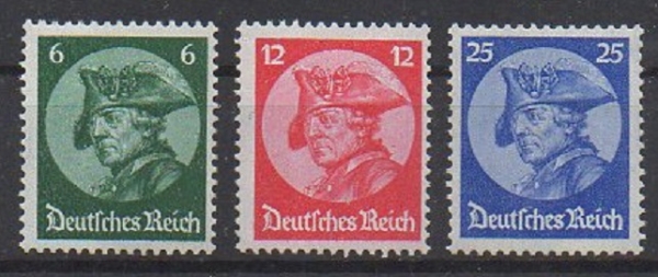 Michel Nr. 479 - 481, Friedrich der Große ungebraucht mit Falz.
